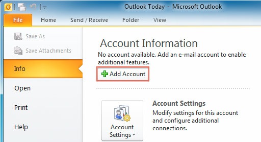 microsoft outlook account settings